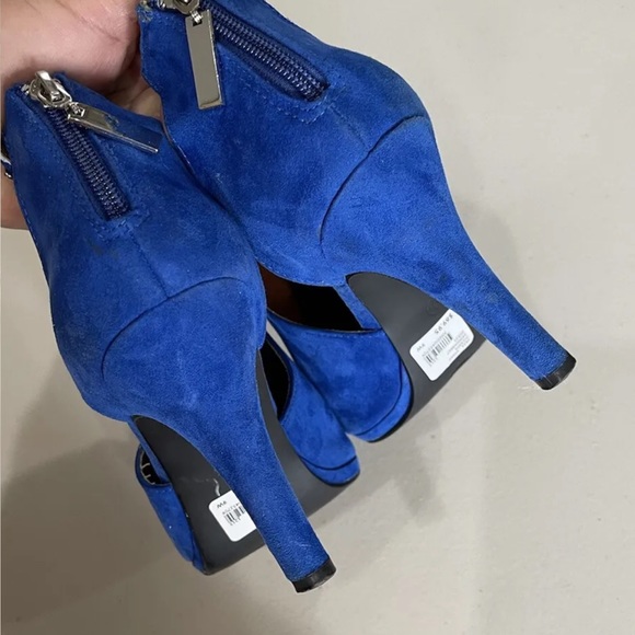 Lane Bryant Jenna Peep Toe Sling Back Heels Vibrant Blue Womens Size 9W Zip back - Picture 7 of 9